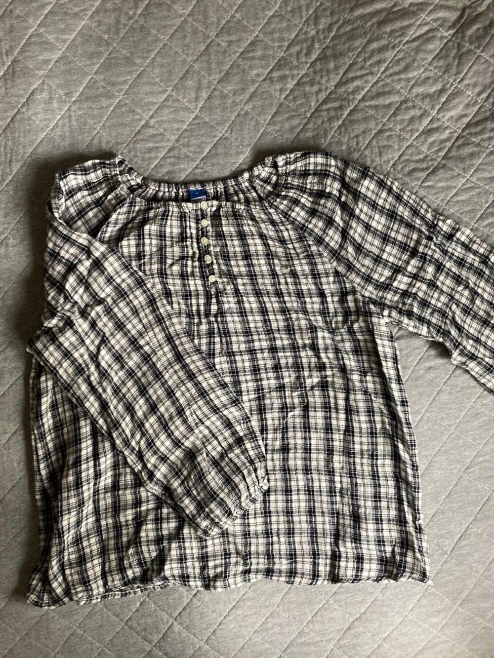 Black & white cute checked blouse